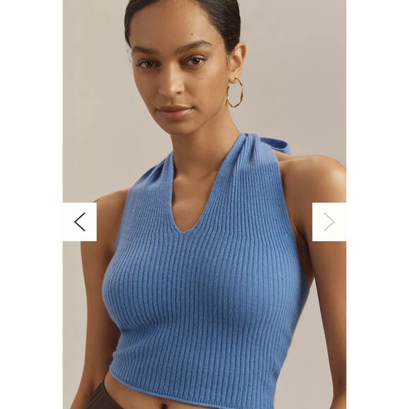 By Anthropologie Ribbed Cashmere Halter Top - Picture 3 of 7